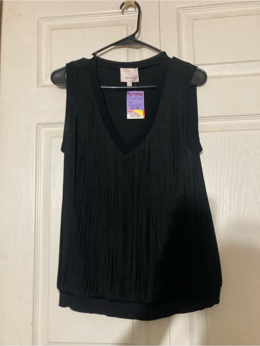 Women’s Black Pleated V-Neck Sleeveless Top Size 0